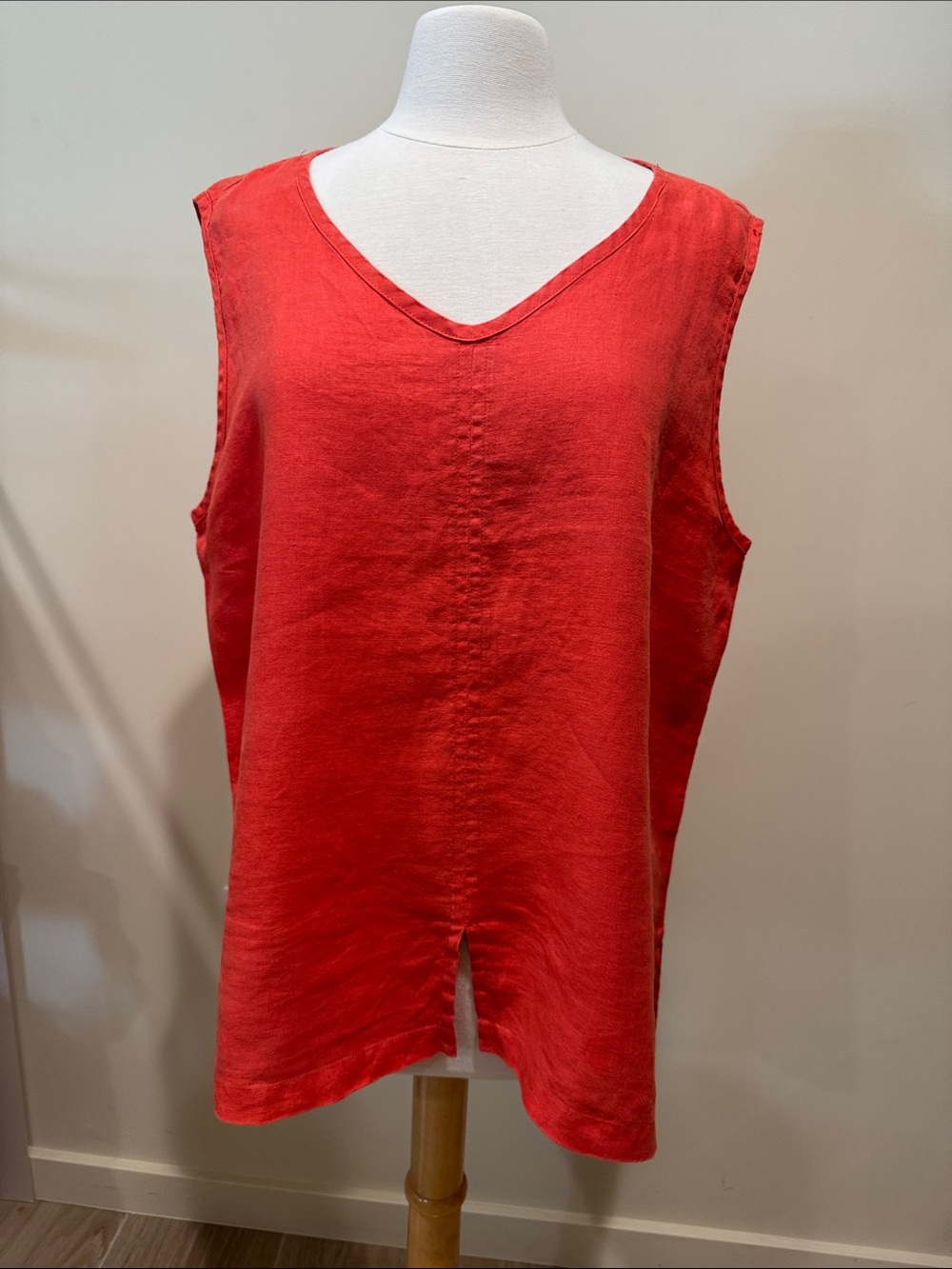 Flax Coral Orange V-Neck Linen Tank